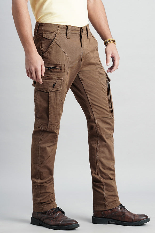 Khaki Slim Fit Cargo Pant (Regular Fit)