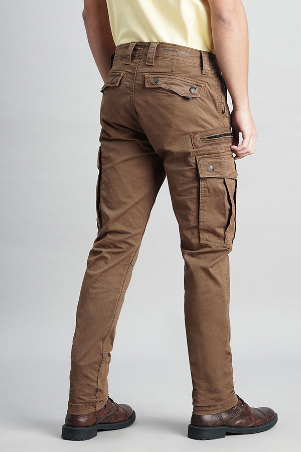 Khaki Slim Fit Cargo Pant (Regular Fit)