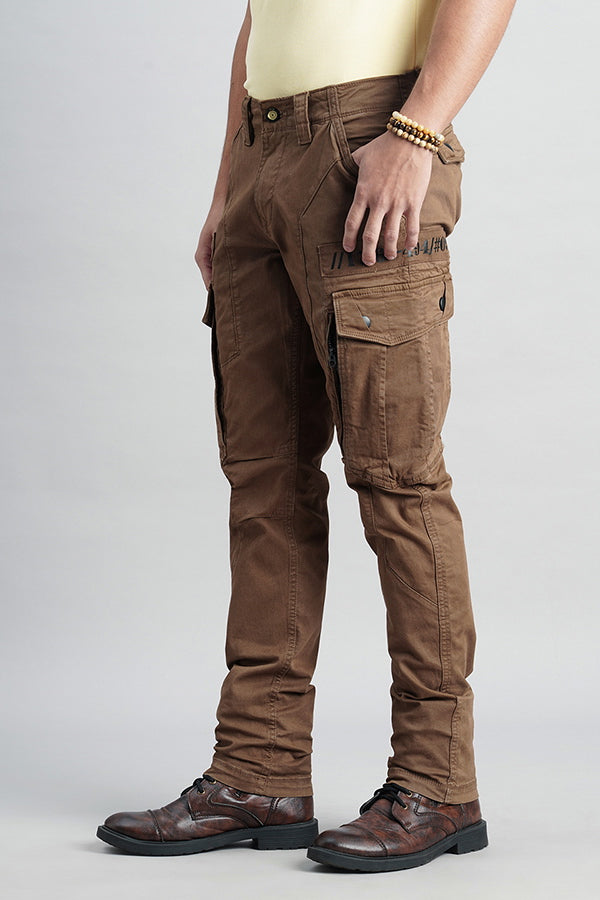 Khaki Slim Fit Cargo Pant (Regular Fit)