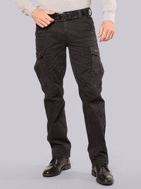 Black Comfort Straight Fit Stretch Cargo Pant