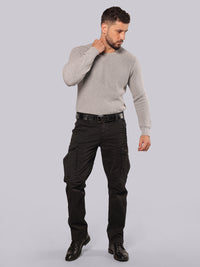 Black Comfort Straight Fit Stretch Cargo Pant