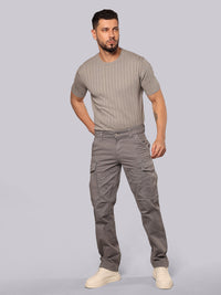 Clay Grey Comfort Straight Fit Stretch Cargo Pant