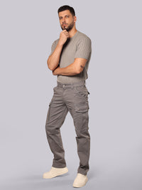 Clay Grey Comfort Straight Fit Stretch Cargo Pant