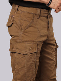 Dark Khaki Comfort Straight Fit Stretch Cargo Pant