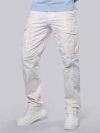 Off White Comfort Straight Fit Stretch Cargo Pant