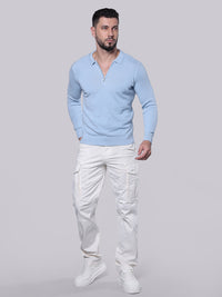Off White Comfort Straight Fit Stretch Cargo Pant