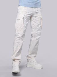 Off White Comfort Straight Fit Stretch Cargo Pant