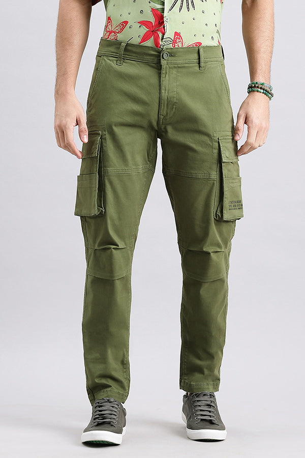 Military Green Slim Fit Cargo Pant (Regular Fit)