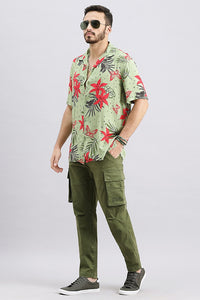 Military Green Slim Fit Cargo Pant (Regular Fit)