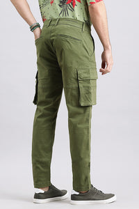 Military Green Slim Fit Cargo Pant (Regular Fit)
