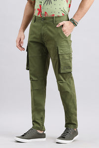 Military Green Slim Fit Cargo Pant (Regular Fit)