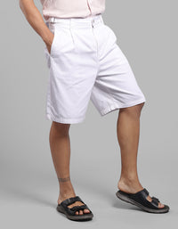White Loose Fit Cotton Short