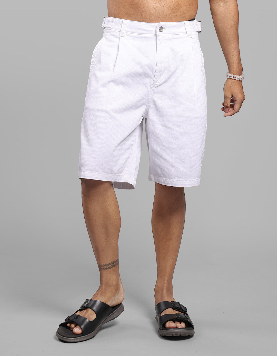 White Loose Fit Cotton Short