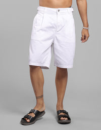 White Loose Fit Cotton Short