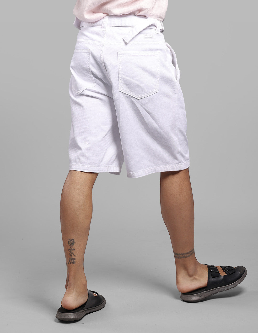 White Loose Fit Cotton Short