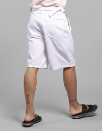 White Loose Fit Cotton Short