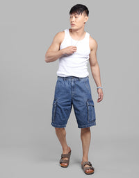 Dk Blue Denim Cargo Shorts