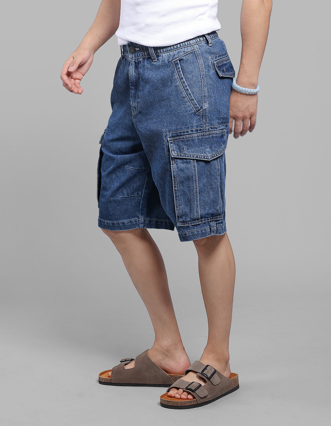 Dk Blue Denim Cargo Shorts