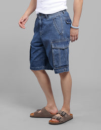 Dk Blue Denim Cargo Shorts