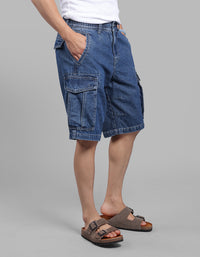 Dk Blue Denim Cargo Shorts