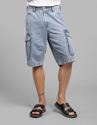 Lt Blue Denim Cargo Shorts