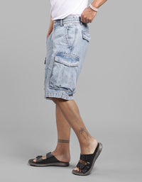 Lt Blue Denim Cargo Shorts