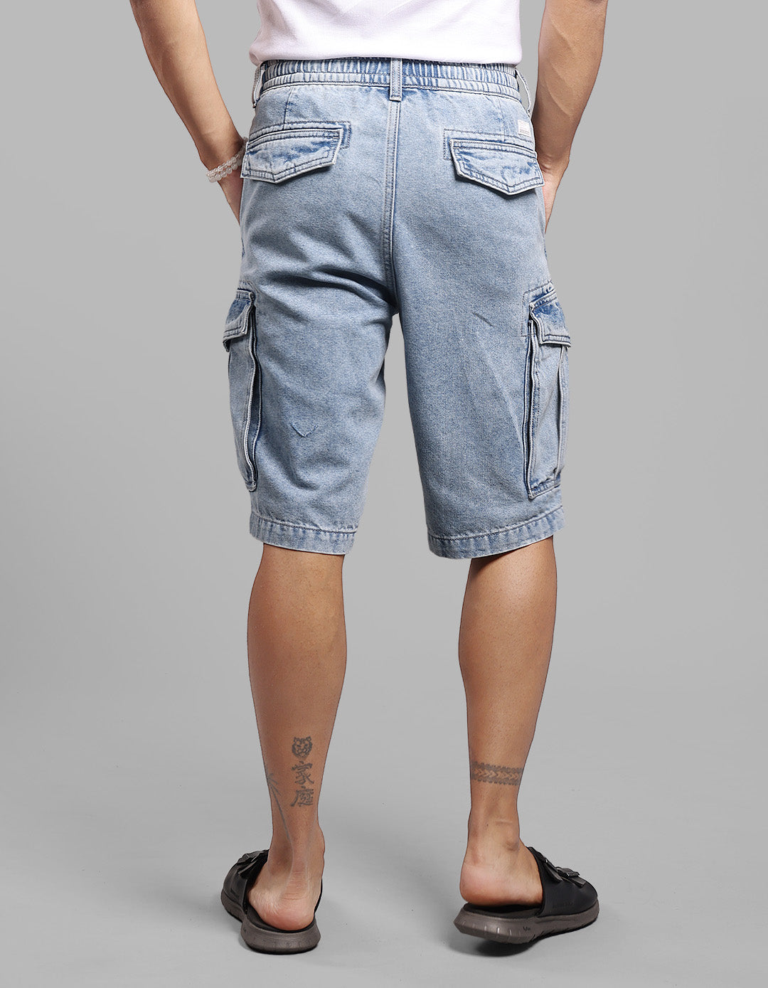 Lt Blue Denim Cargo Shorts