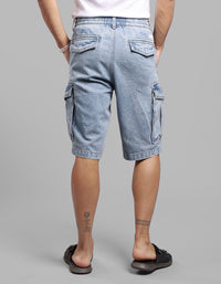 Lt Blue Denim Cargo Shorts