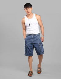 Med Blue Denim Cargo Shorts
