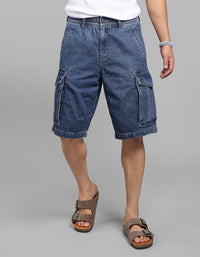 Med Blue Denim Cargo Shorts