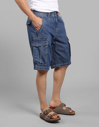 Med Blue Denim Cargo Shorts