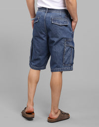 Med Blue Denim Cargo Shorts