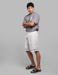 White Loose Fit Utility Short