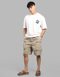 Khaki Loose Fit Utility Short