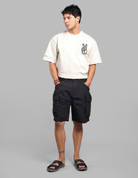 Black Loose Fit Utility Short