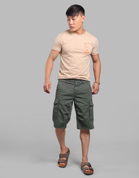 Military Green Stretch Cargo Short