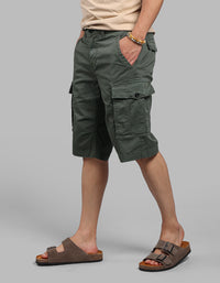 Military Green Stretch Cargo Short