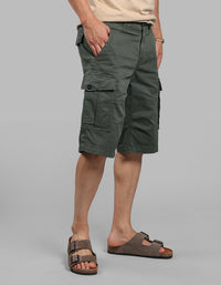 Military Green Stretch Cargo Short
