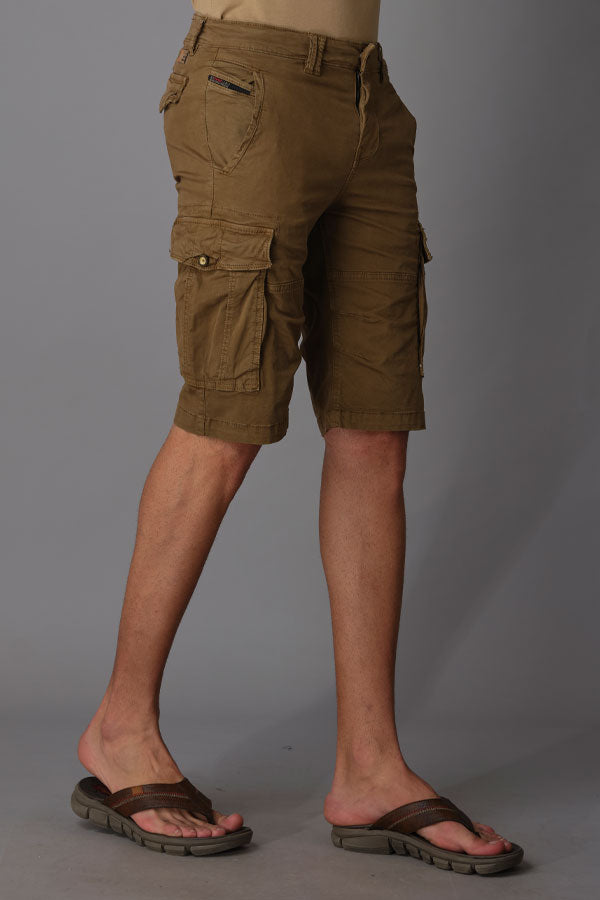 Dk Khaki Cotton Cargo Short