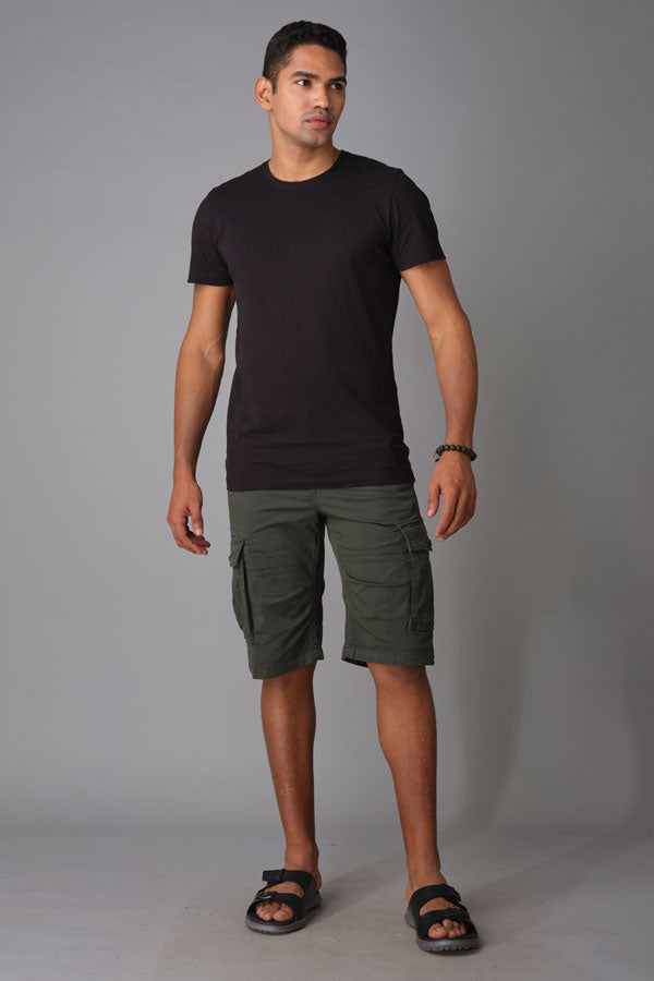 Military Green Cotton Cargo Short