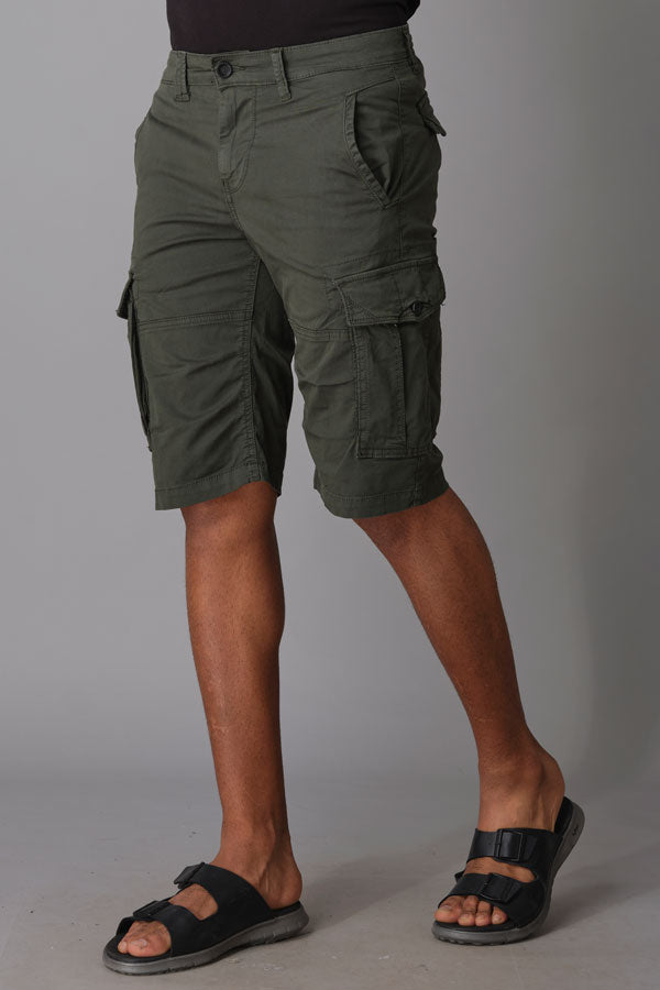 Military Green Cotton Cargo Short