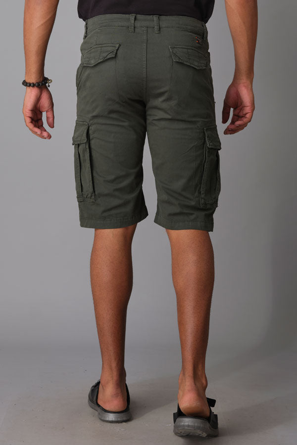 Military Green Cotton Cargo Short