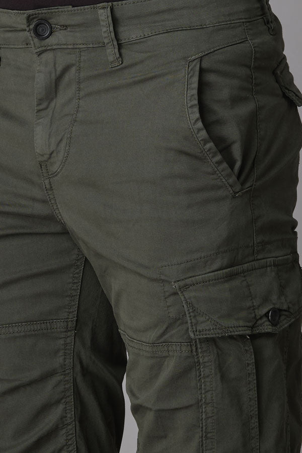 Military Green Cotton Cargo Short