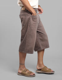 Med Brown Loose Fit Jorts