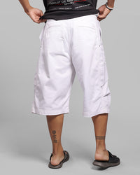 White 6 Pockets Stretch Loose Fit Jorts