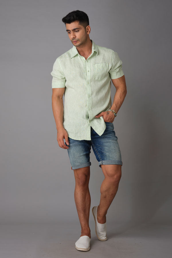 Med Blue Solid Slim Fit Denim Short (Denim Slim)