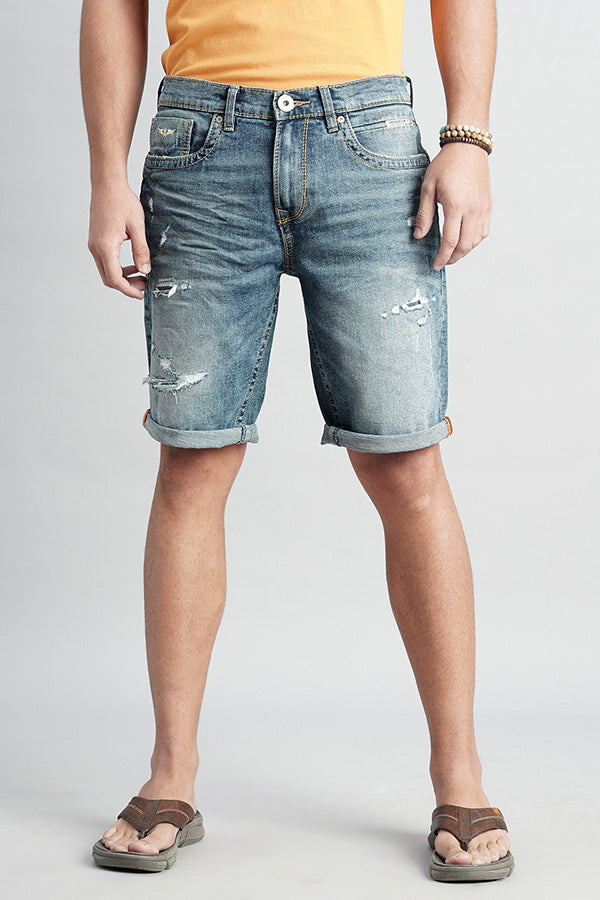 Med Blue Denim Short (Denim Slim Fit)