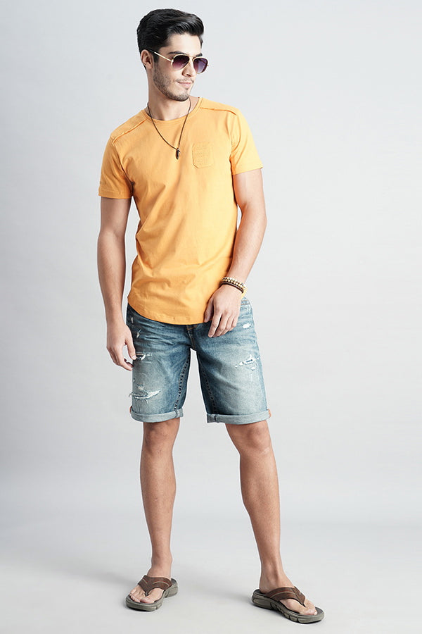 Med Blue Denim Short (Denim Slim Fit)