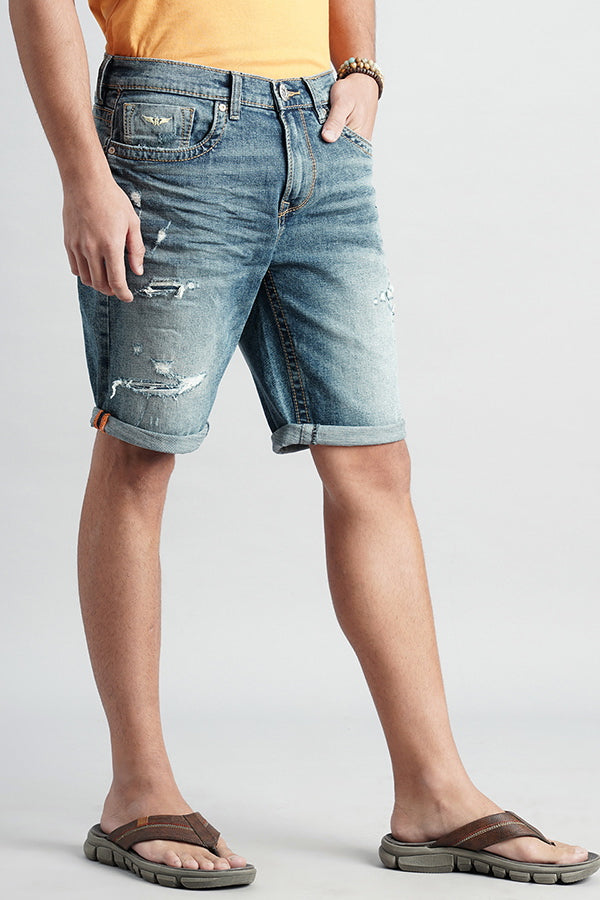 Med Blue Denim Short (Denim Slim Fit)