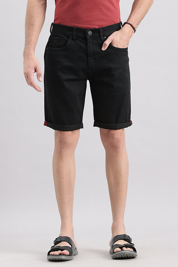 Black Denim Short (Denim Slim Fit)